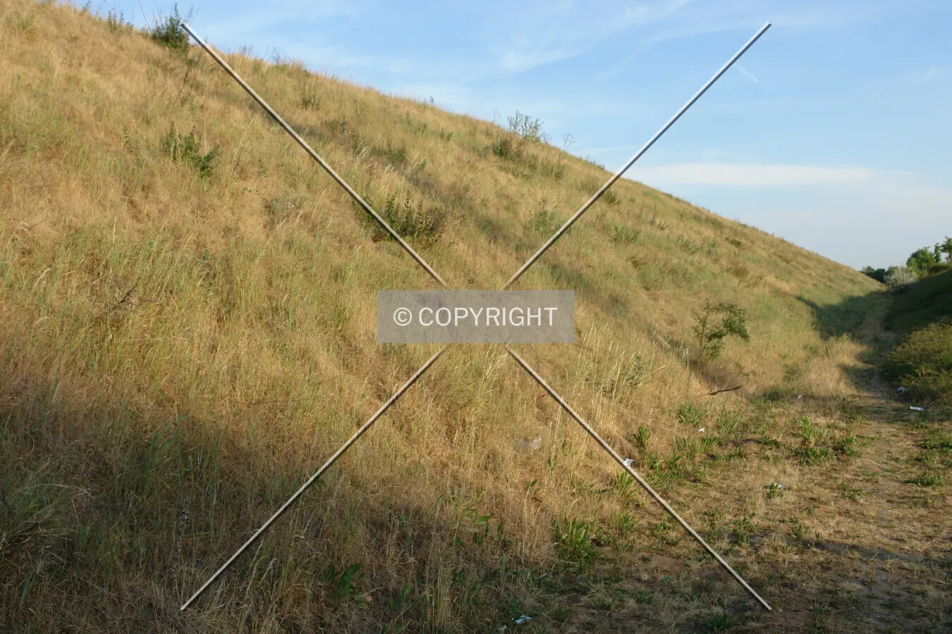 A rampart covered by grass