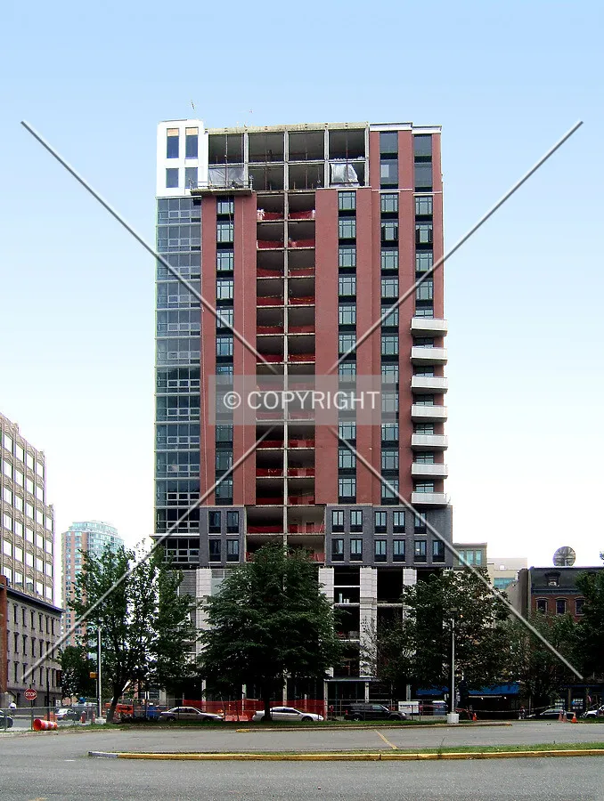 View from the north on Montgomery Street showing ongoing construction