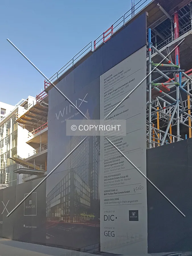 Construction sign of the WinX tower