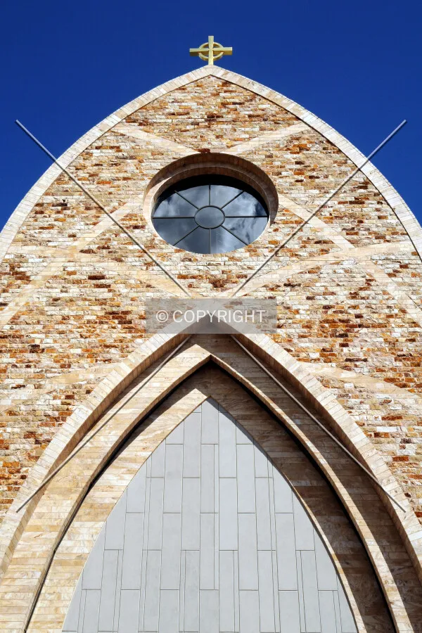 Looking up from the west above the main entrance