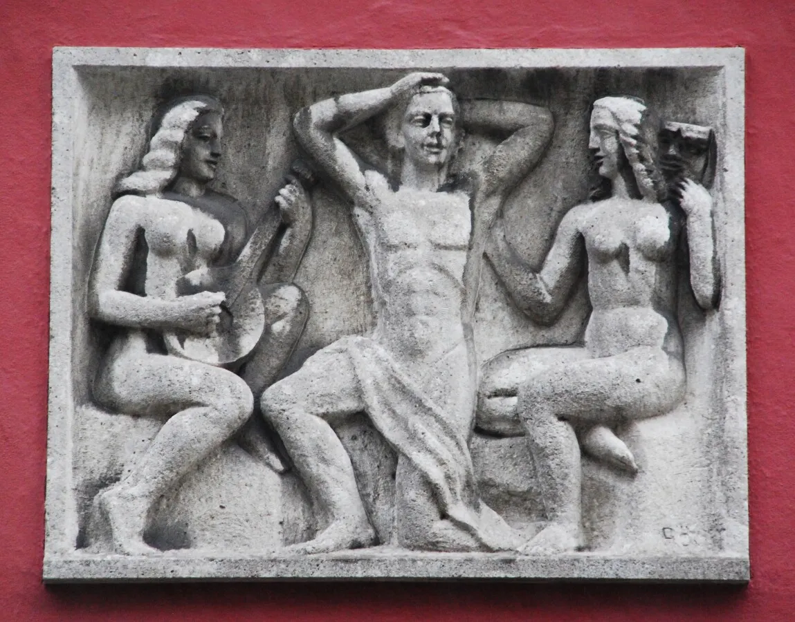 Carved stone art on the wall