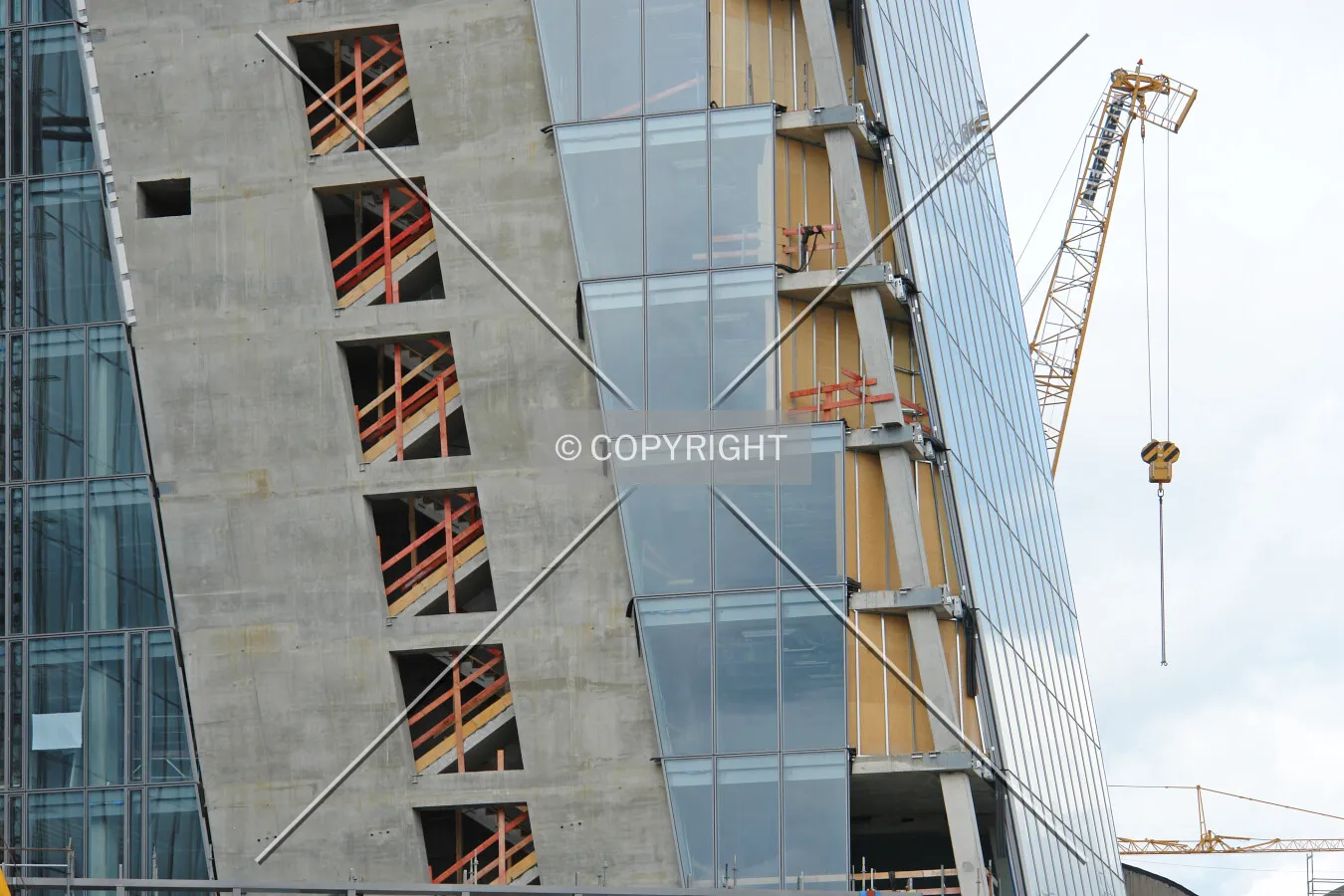 The facade is being applied to the framework