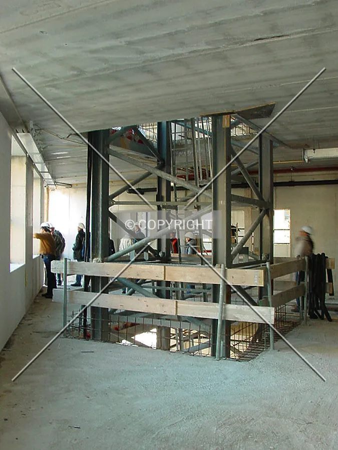 The crane inside the building