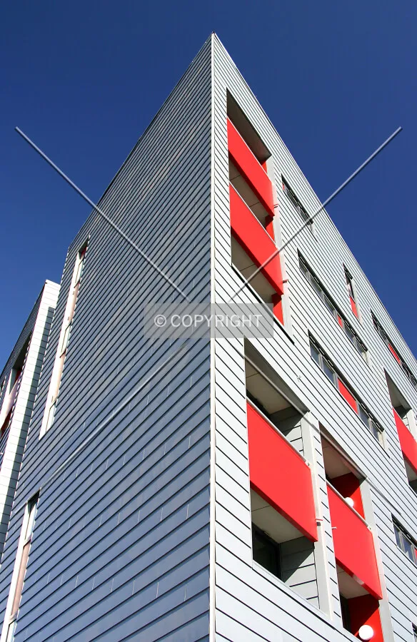 Looking up the southwest corner