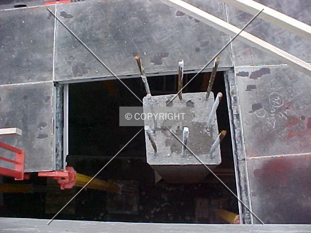 A column sticking up through the formwork