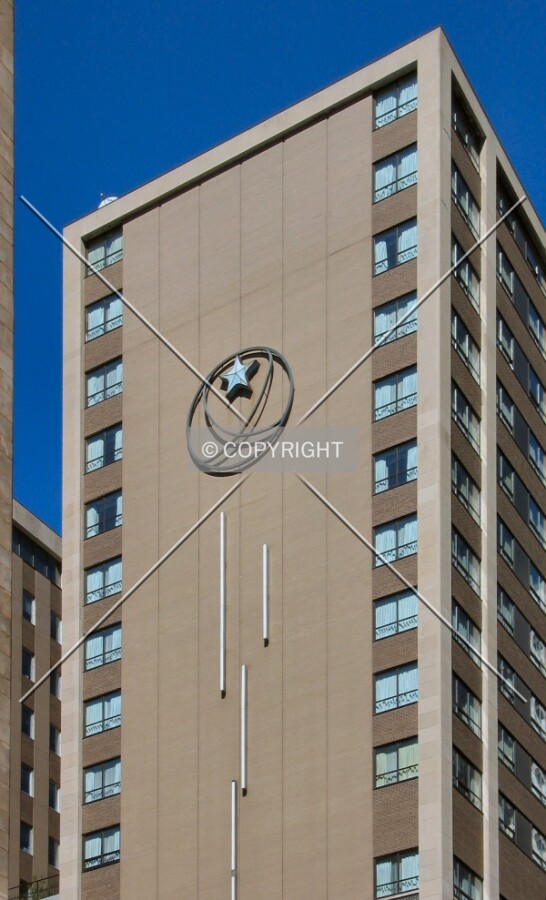 Logo on south facade