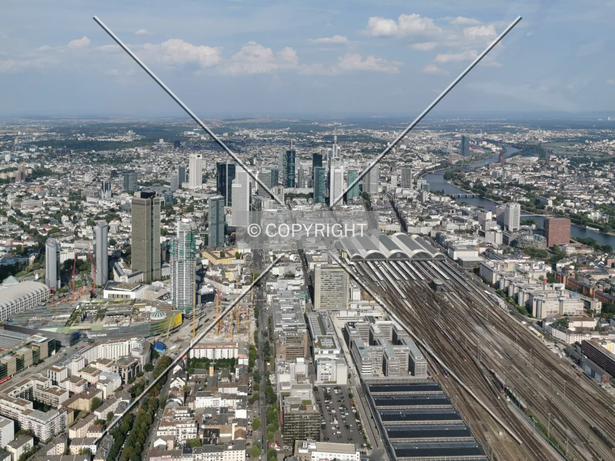 Flight with a helicopter over Frankfurt