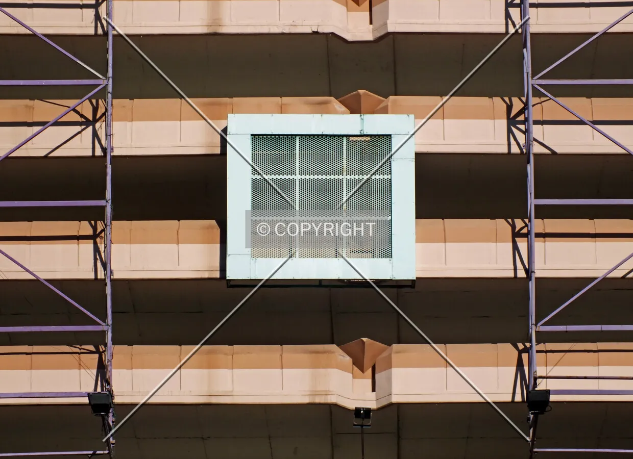 Faux window on the car park facade