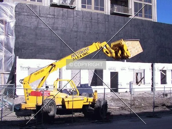 Construction vehicle by the southwest corner