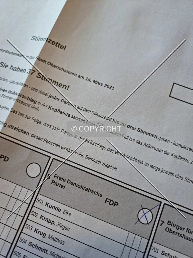 German local elections - a vote is given for a political party