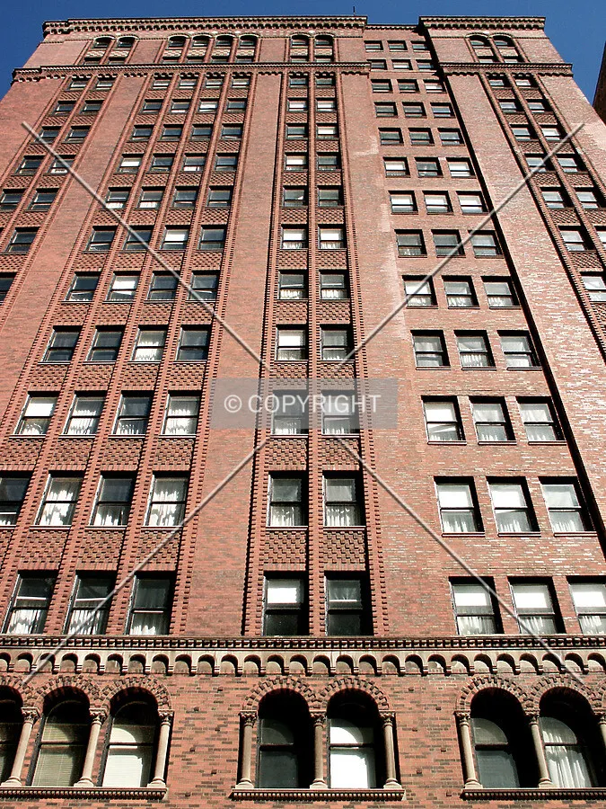 Looking up the west facade
