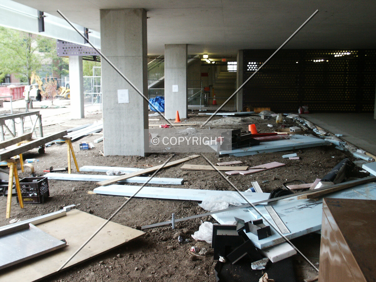 Under the east side of the underpass