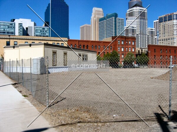 View across site toward downtown
