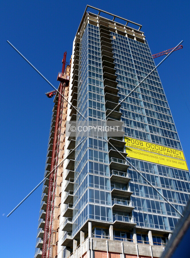 View up the east face as seen from Cermak Road