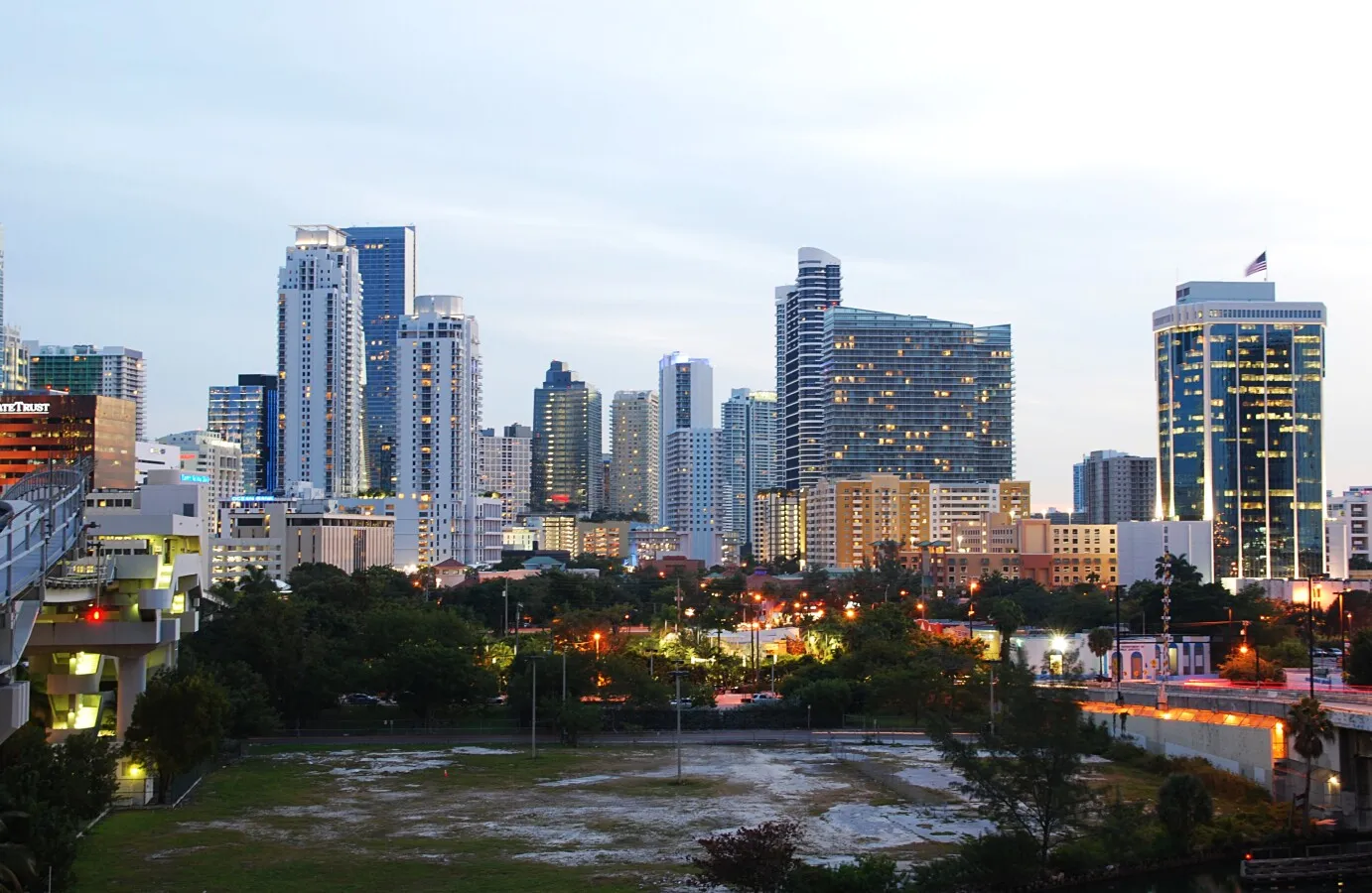 Evening view over downtown