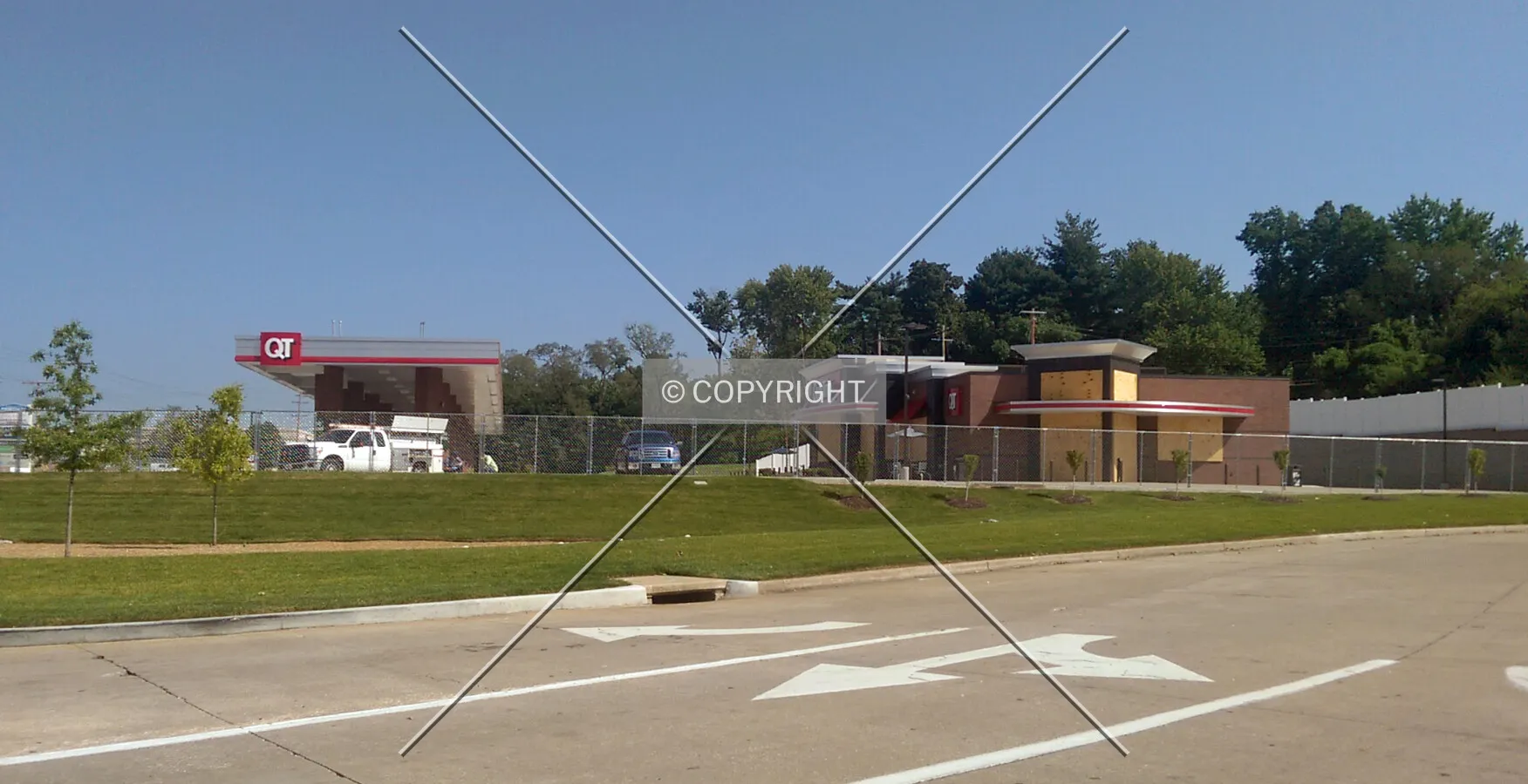 View from the south after being boarded up as a precaution after the Michael Brown Protestors looted and burned the other Ferguson property; August 25, 2014