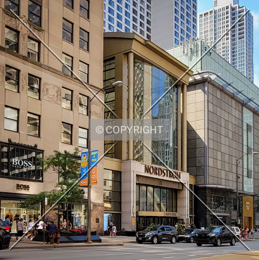From the southeast looking towards the Nordstrom entrance; July 31, 2021