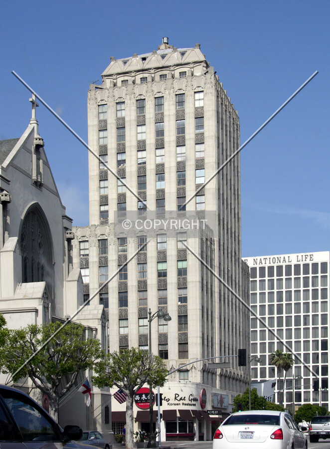 Looking east from Wilshire Boulevard