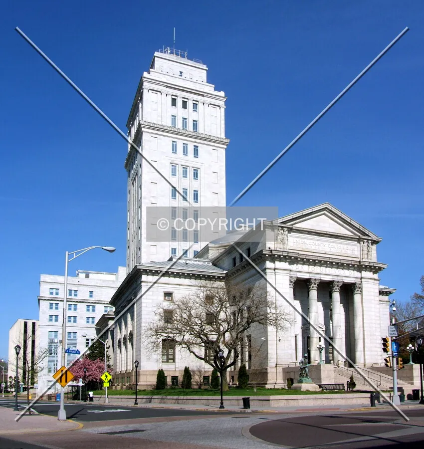 Courthouse complex from the southeast at Rahway Avenue and Broad Street