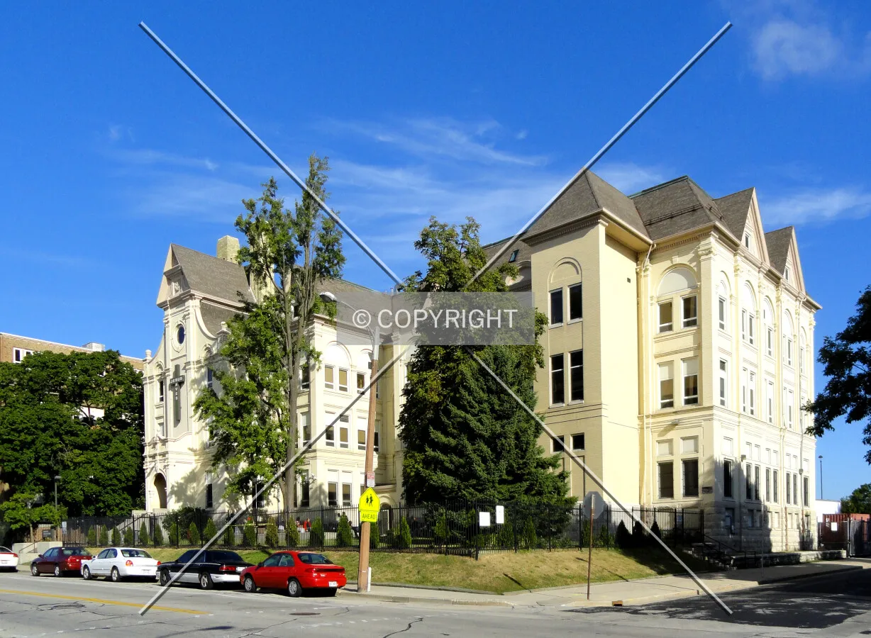 Original 1885 section from the southeast across West Wells Avenue