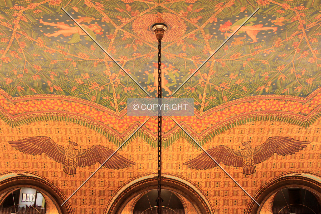 Lobby ceiling with large birds