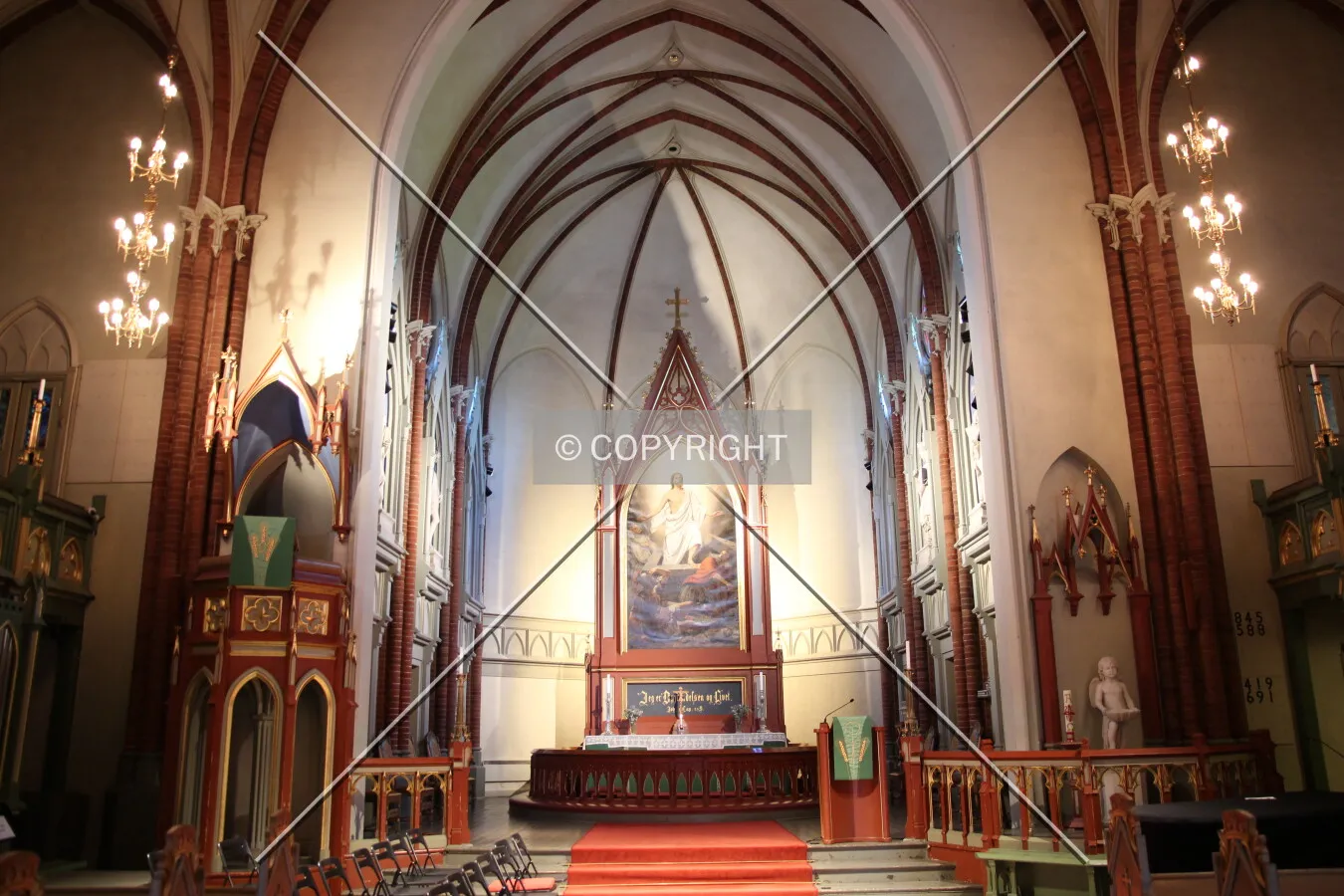 View of the main altar and altarpiece by painter Adolph Tidemand