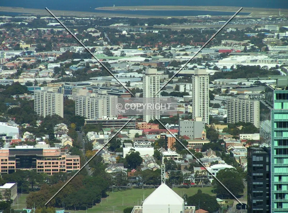 Aerial view of the complex looking south