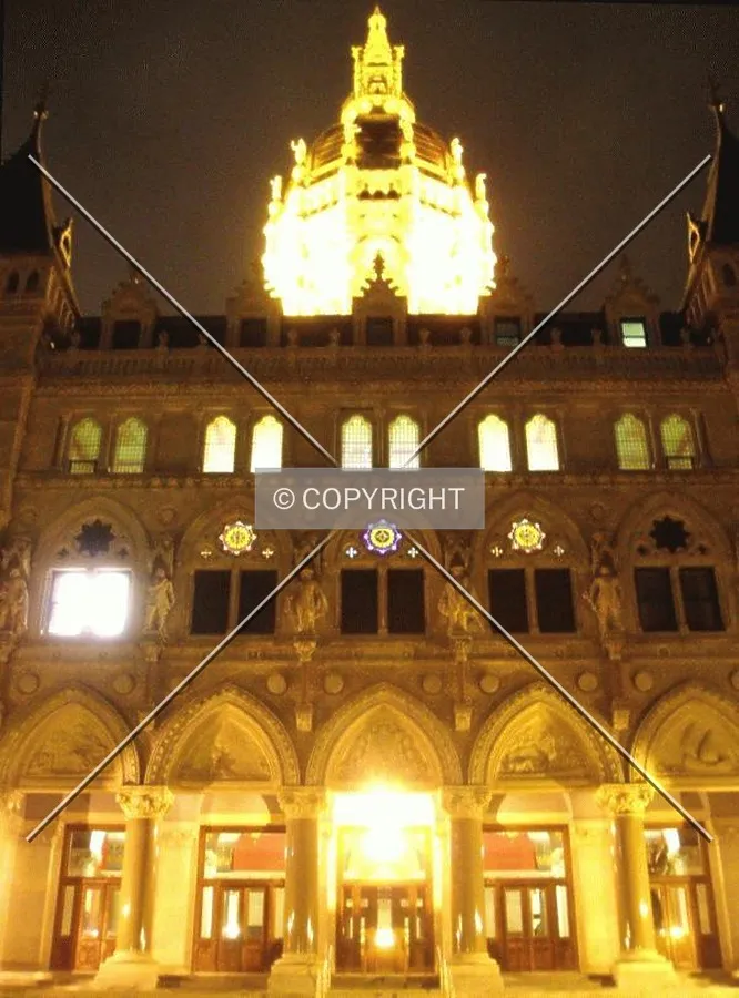 The back side from below at night