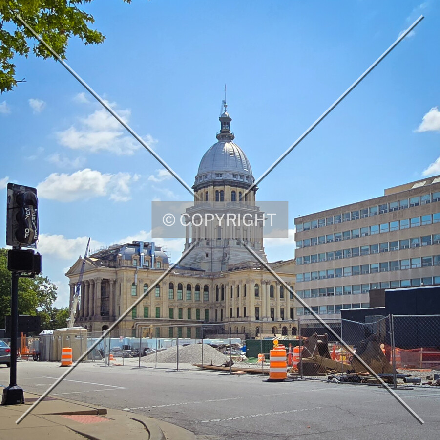 From the northwest during renovation; August 4, 2024
