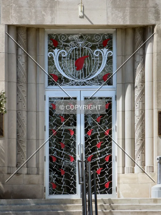 Main entrance with Red Wing symbols