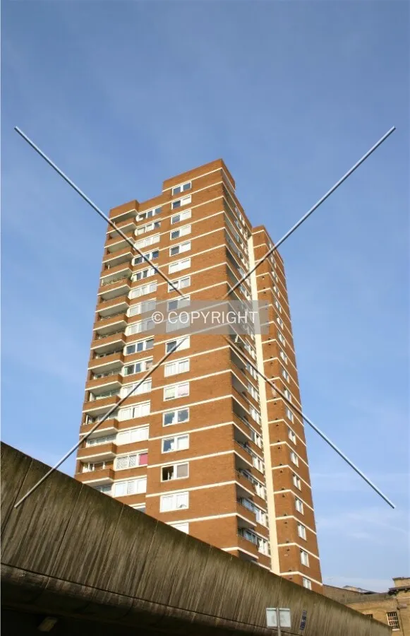 Looking up from street level