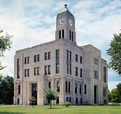 Vintage view from the northeast showing art deco alterations
