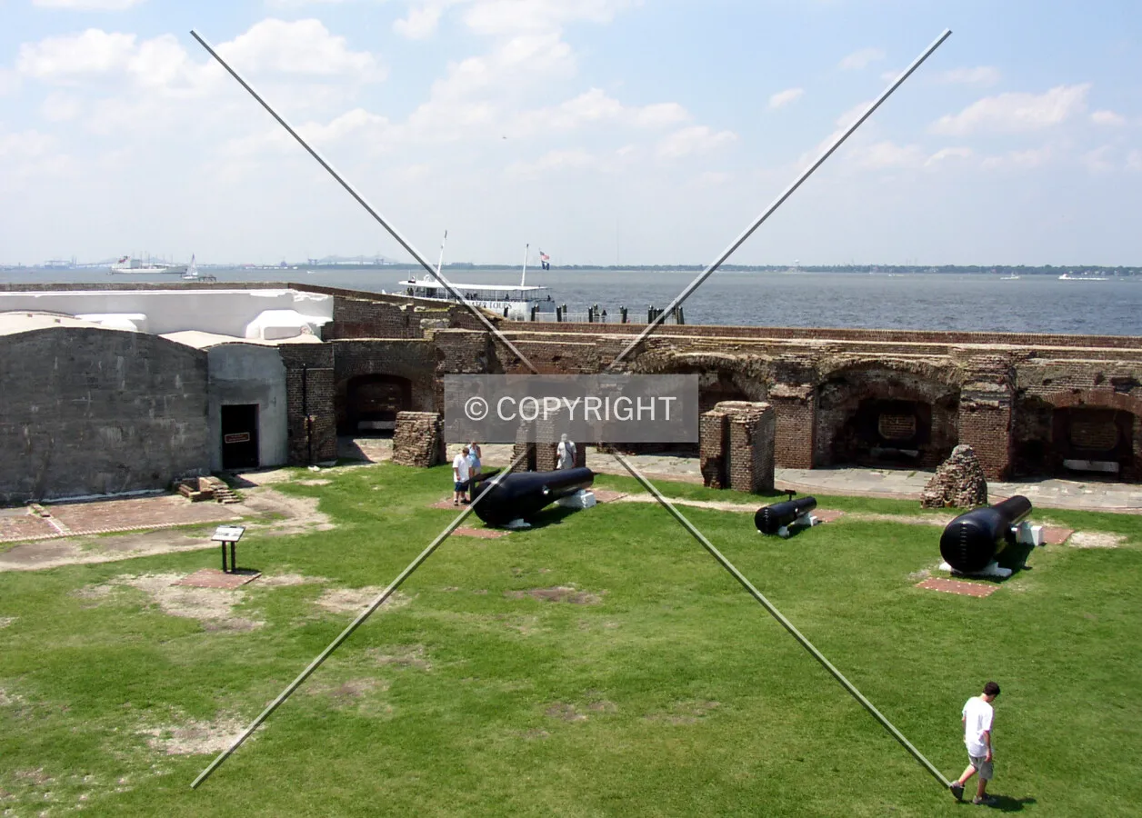 Looking northwest towards Charleston from within Fort Sumter
