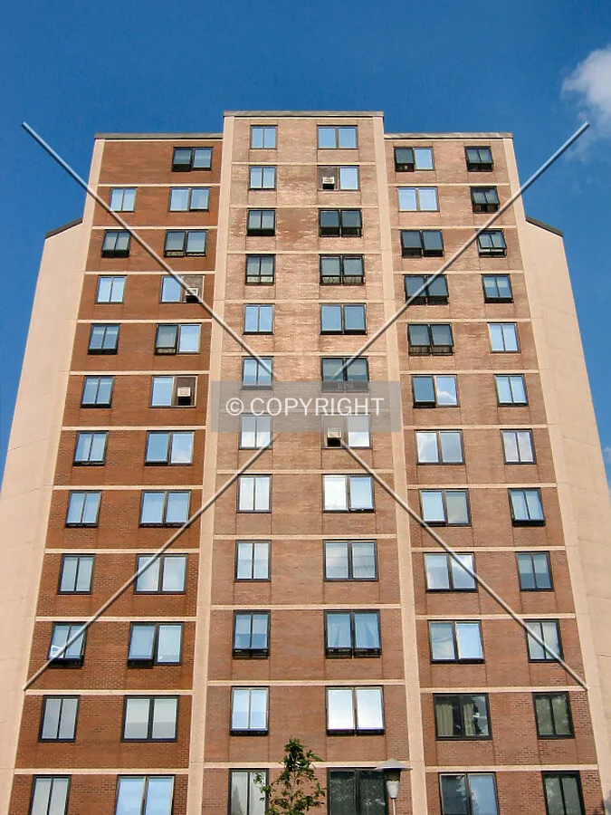 Looking up the west facade