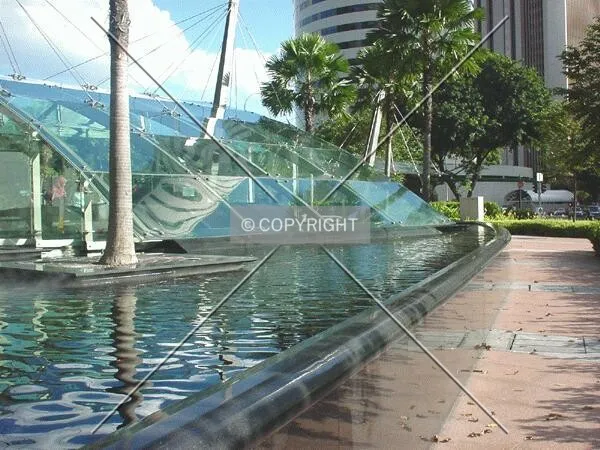 Artificial pond next to the Capital Tower plaza