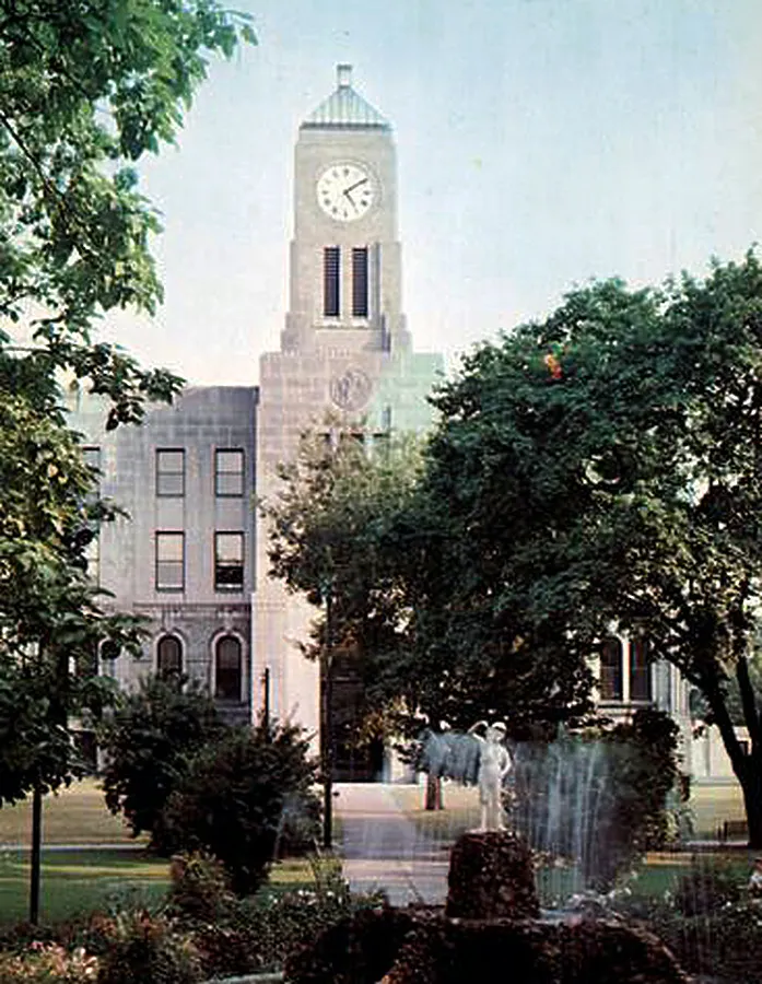 Vintage view from the northwest showing art deco alterations