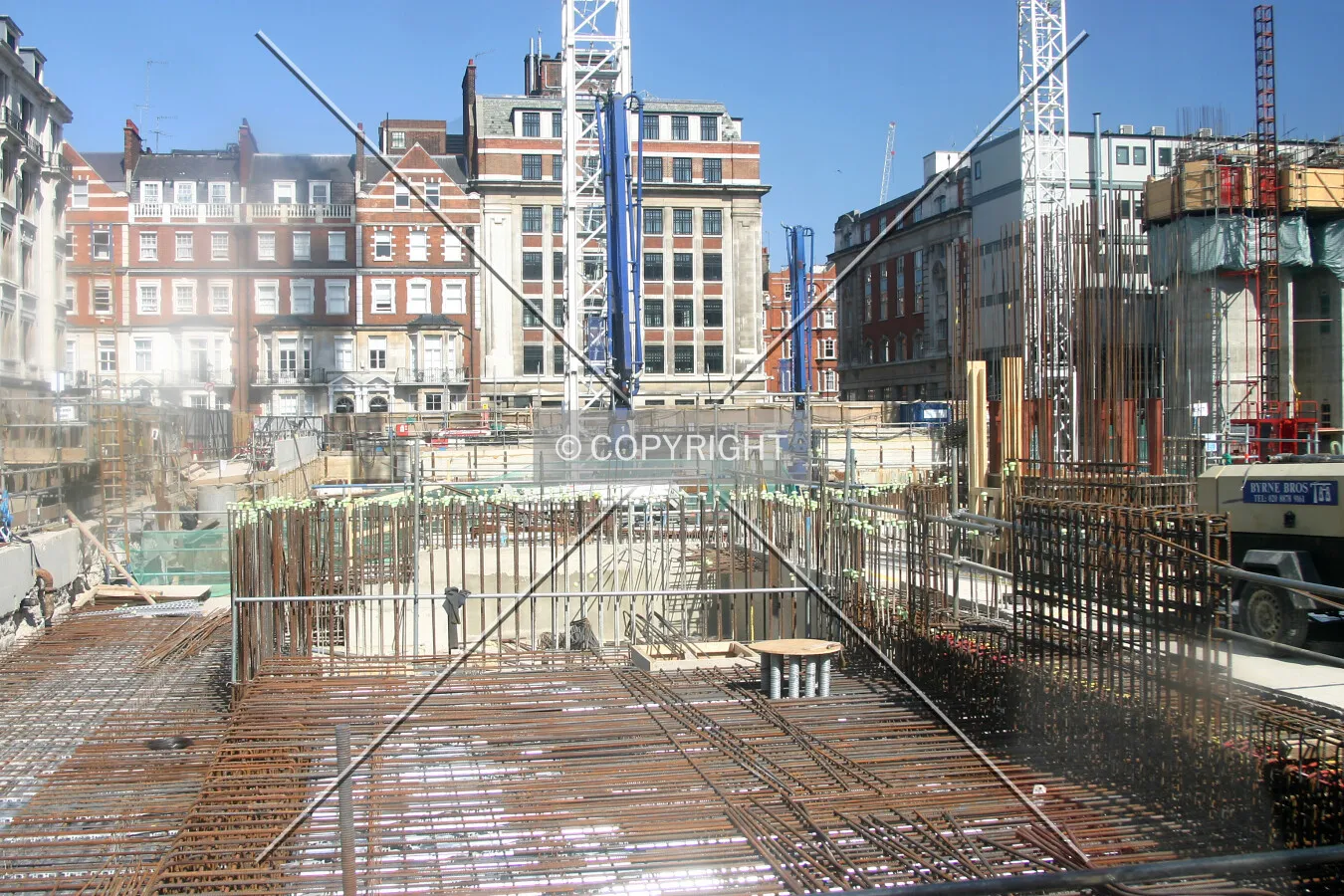 View east into the site from Portland Place