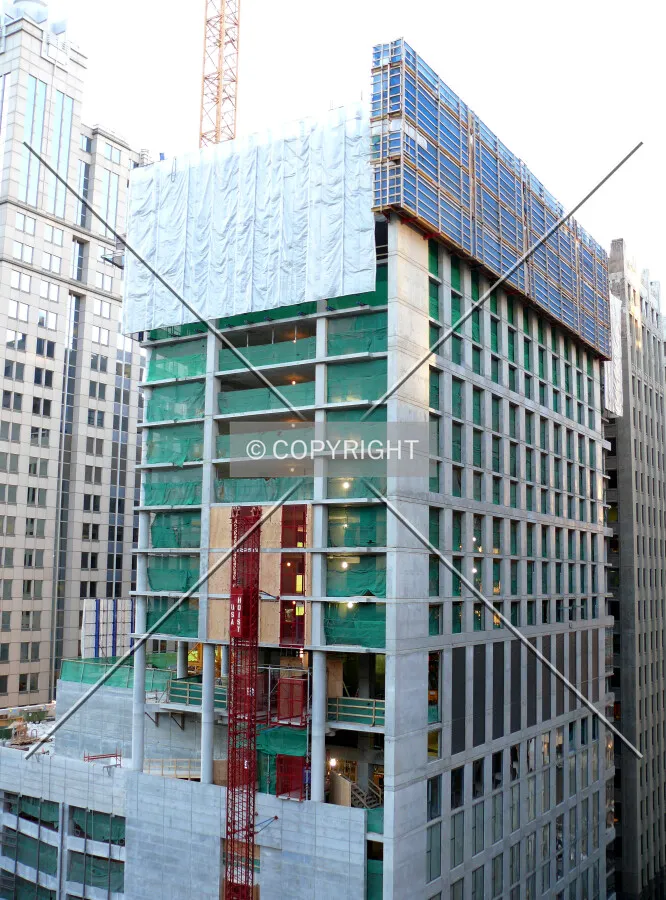 View to the northwest of rht e tower rising from the base