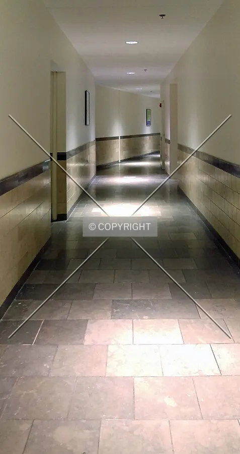 Hallway leading away from the first floor restrooms; October 21, 2015