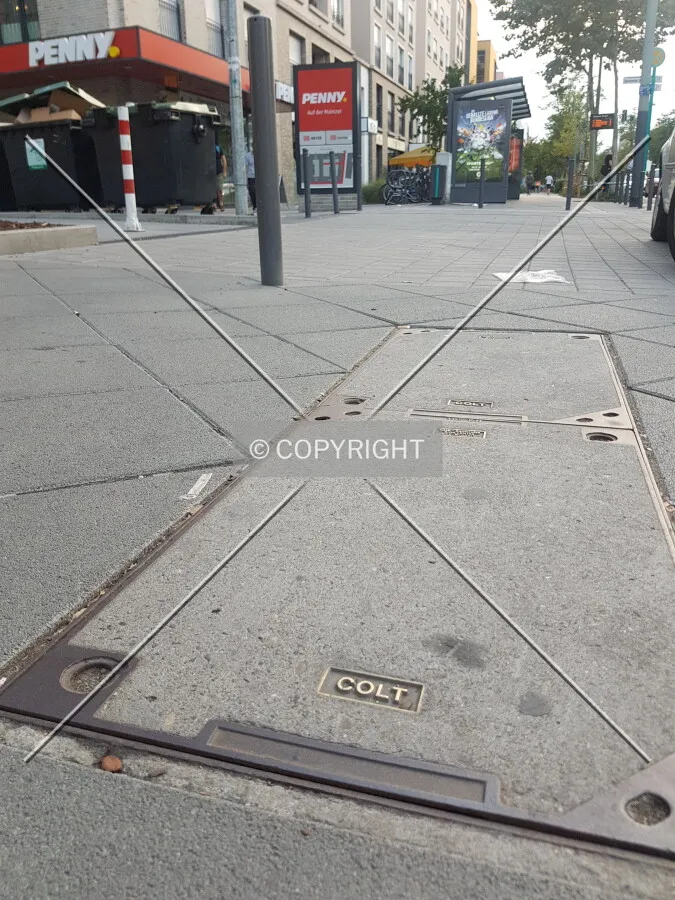 Colt Telecom high speed communication lines on a street in Frankfurt