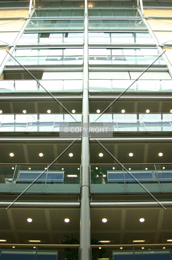 Looking up at the open faced offices