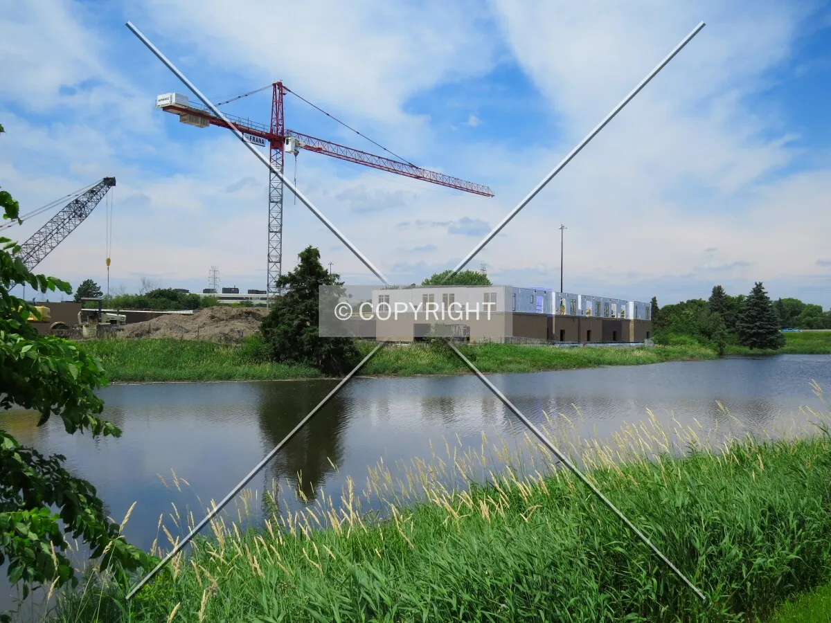 View to the northwest across an adjacent pond