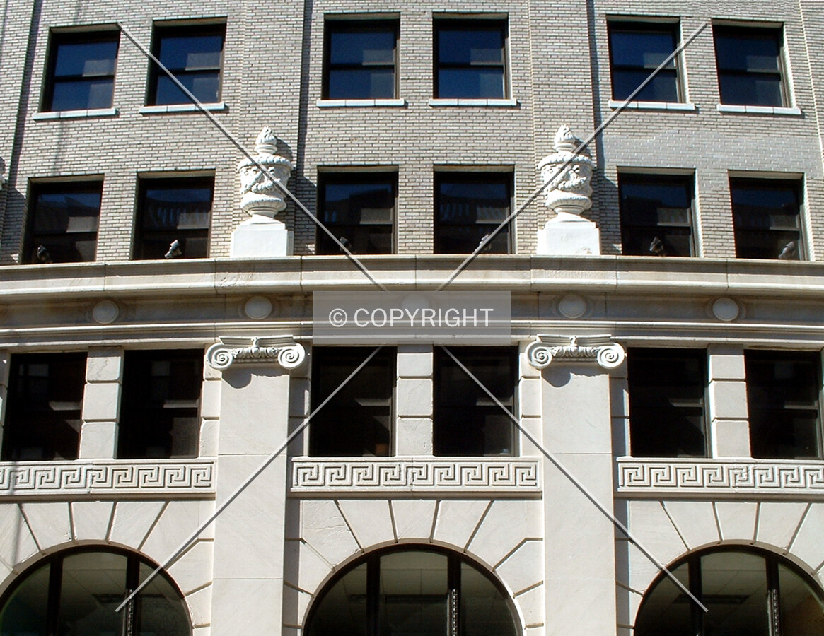 Facade details from the east on Enos Place