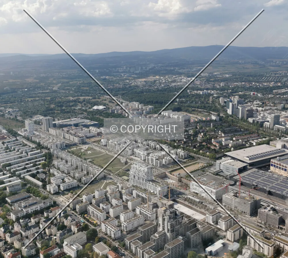 Flight with a helicopter over Frankfurt