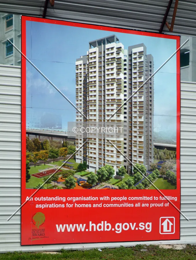 Advertising billboard displayed on the construction site fence
