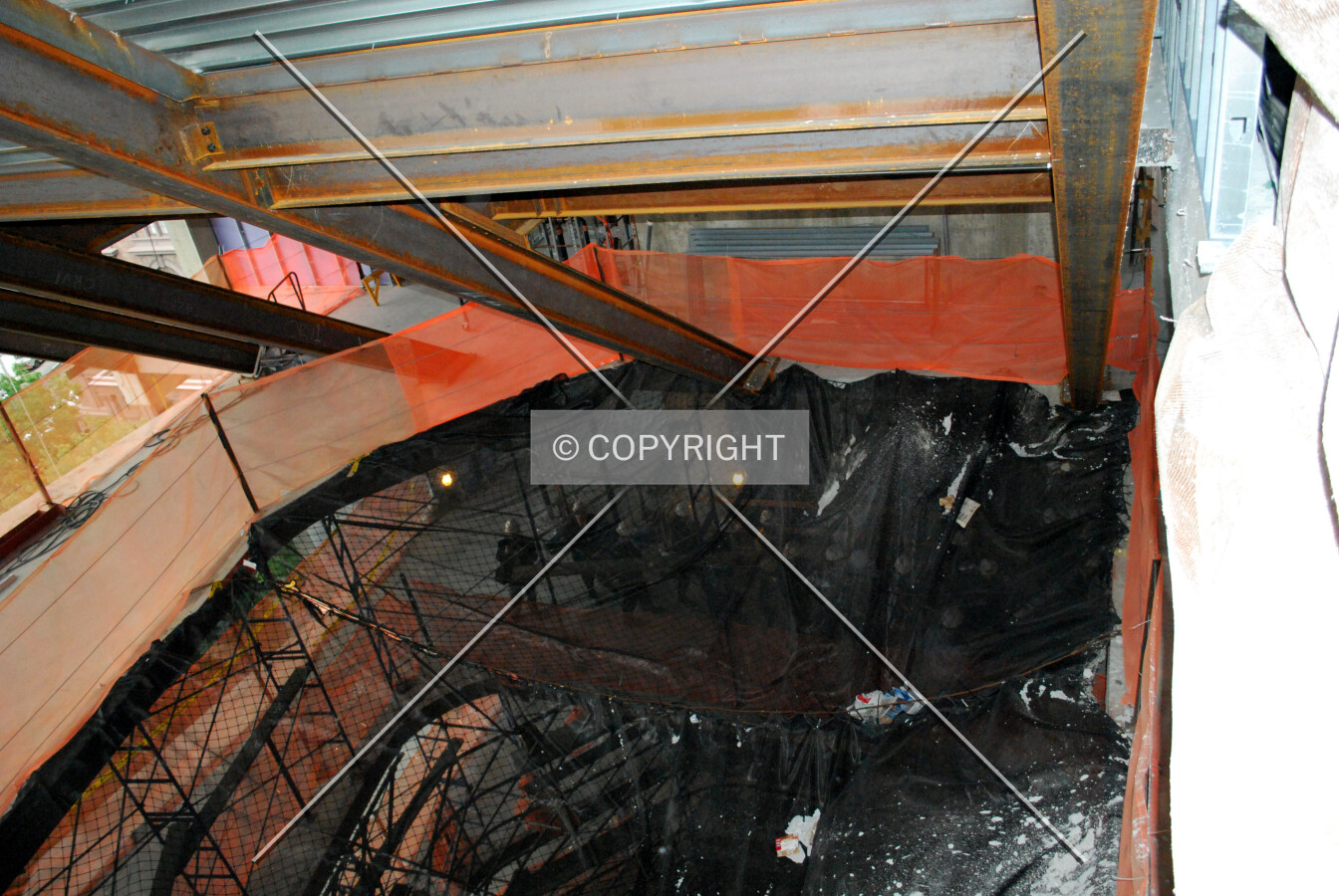 Looking down into the atrium from the roof