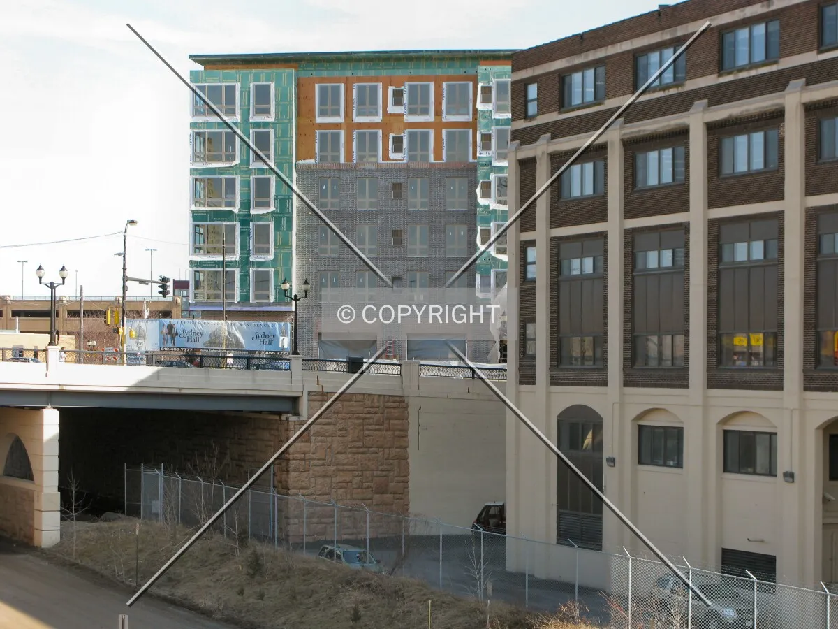 View to the east from 14th Avenue SE, past the Donhowe Building