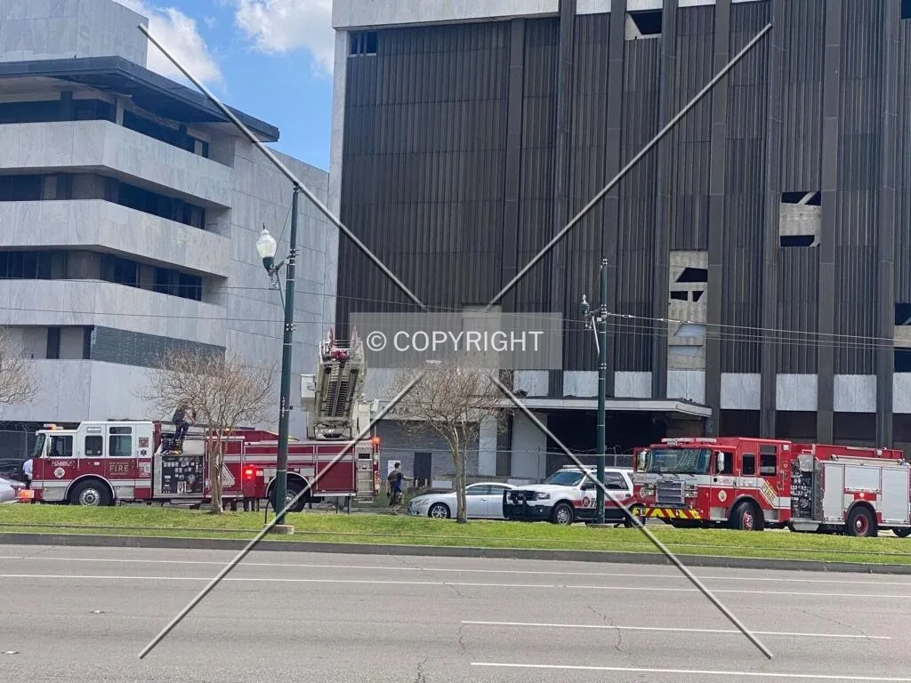 Firefighters respond to a fire at the vacant tower