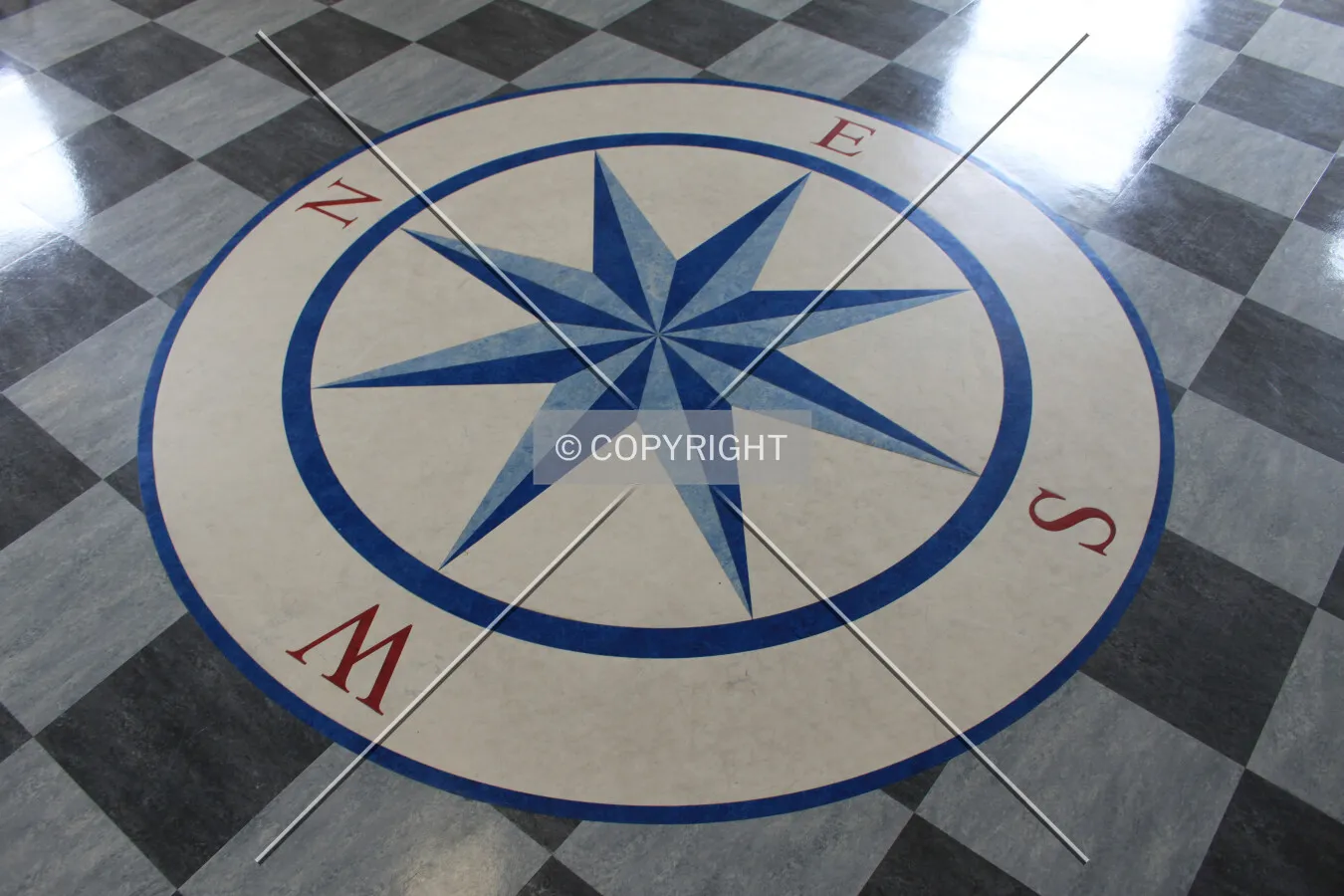 Directional compass on the observation floor