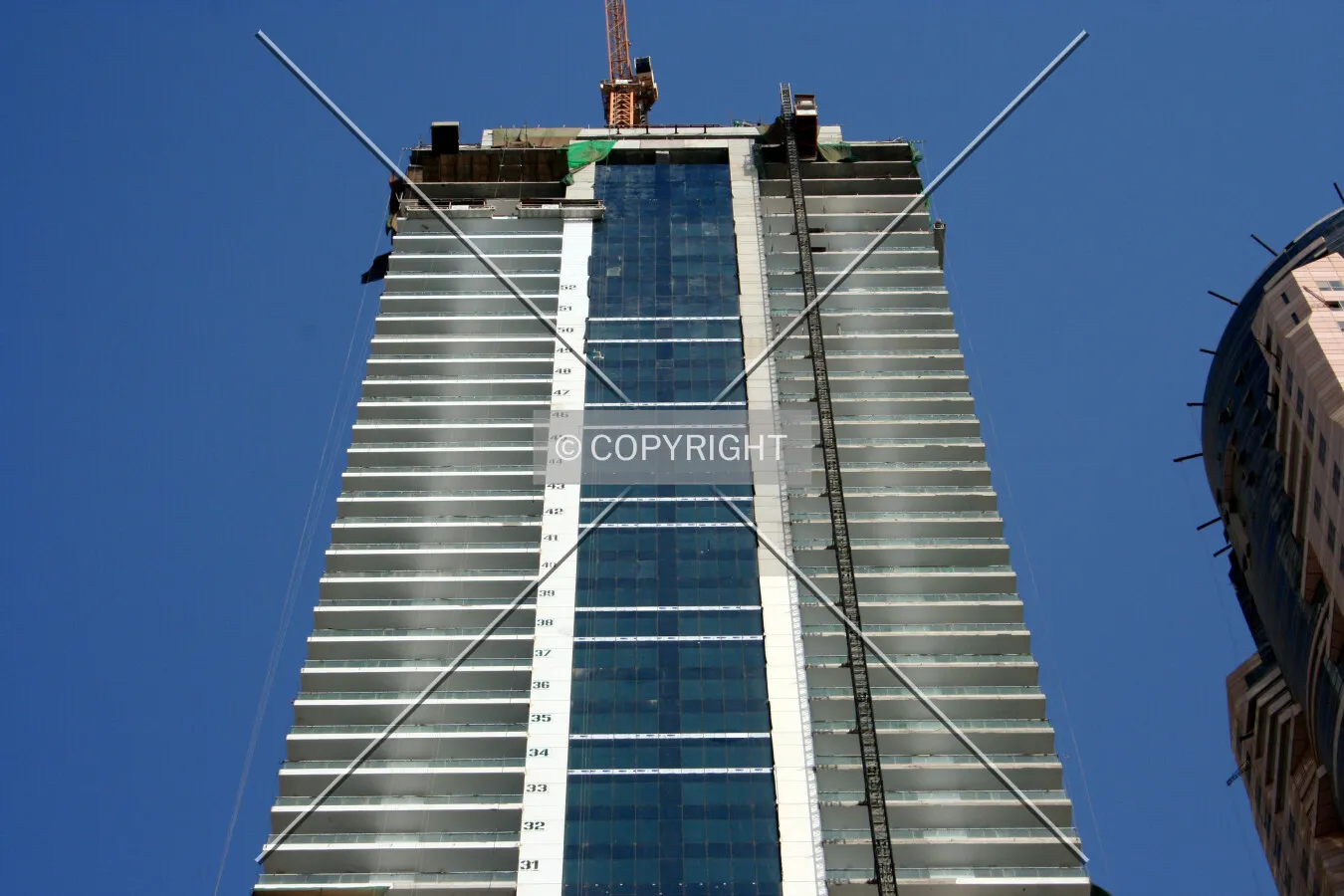 Looking up from the base